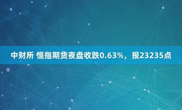 中财所 恒指期货夜盘收跌0.63%，报23235点