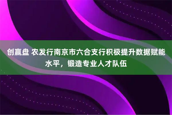 创赢盘 农发行南京市六合支行积极提升数据赋能水平，锻造专业人才队伍