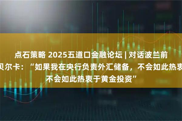 点石策略 2025五道口金融论坛 | 对话波兰前总理马雷克·贝尔卡：“如果我在央行负责外汇储备，不会如此热衷于黄金投资”